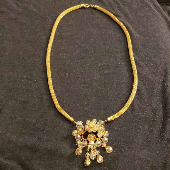 Vintage Crystal Golden Chord Necklace - Picture 1 of 4